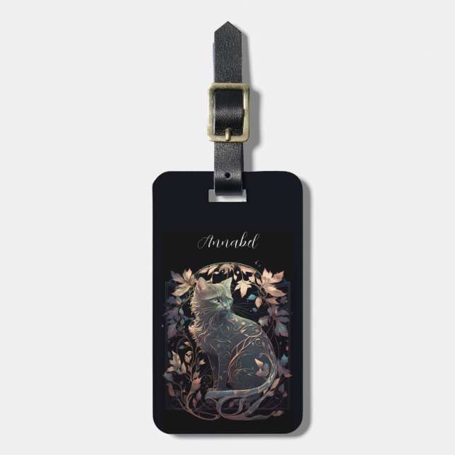 Art Nouveau Cat Luggage Tags (Front Vertical)