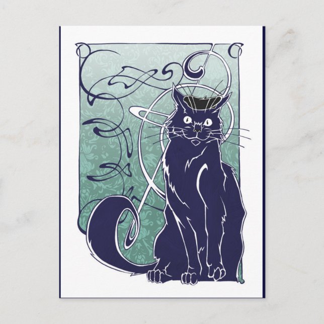 Art Nouveau Cat Postcard (Front)