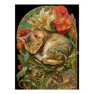 Art Nouveau Cat Poster