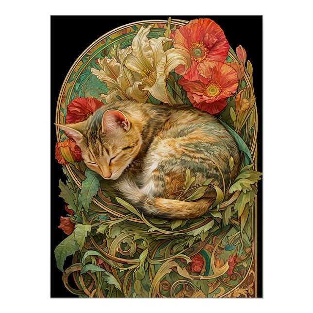 Art Nouveau Cat Poster (Front)
