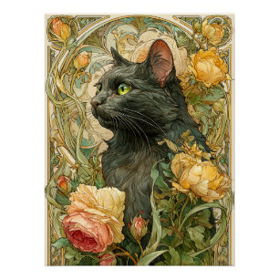 Art Nouveau Cat Poster