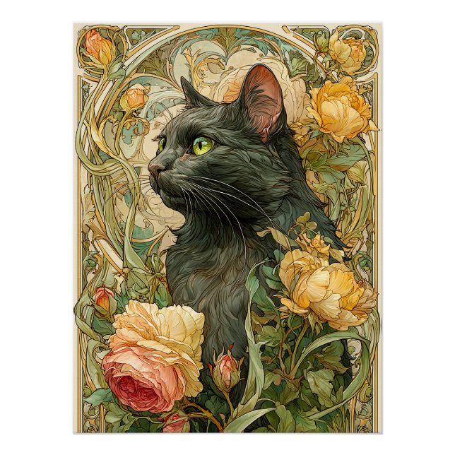 Art Nouveau Cat Poster (Front)