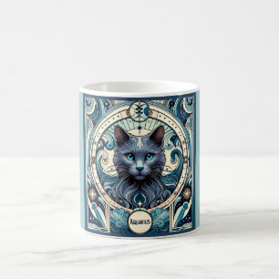 Art Nouveau Cat Zodiac Series: Aquarius Coffee Mug