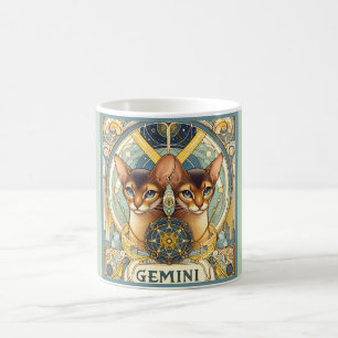 Art Nouveau Cat Zodiac Series: Gemini Coffee Mug