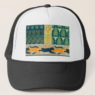 Art Nouveau Cats and Flowers Trucker Hat