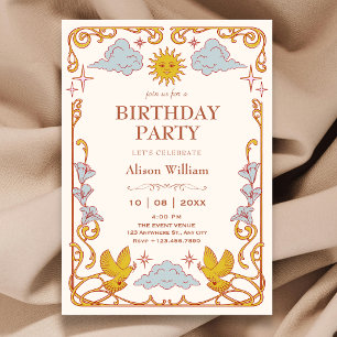 Art nouveau Celestial birthday Invitation