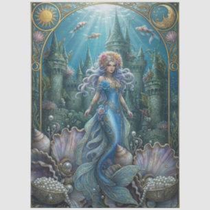 Art Nouveau Celestial Fantasy Mermaid Decoupage Tissue Paper