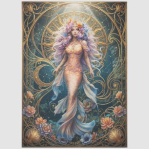 Art Nouveau Celestial Fantasy Mermaid Decoupage Tissue Paper