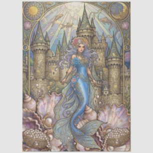 Art Nouveau Celestial Fantasy Mermaid Decoupage Tissue Paper