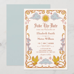 Art nouveau Celestial Save The Date