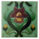 Art Nouveau Ceramic fireplace wall tile<br><div class="desc">Art Nouveu Ceramic tile, this design is a reproduction made from an old tile from the 1880s to 1920s, the tile is smooth and flat, it is not 3D, special to use in interior walls, kitchen backsplashes, bathroom walls, fireplace decorations, coasters, trivet, or can be a beautiful gift for any...</div>