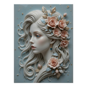 Art Nouveau Ceramic Portrait Poster