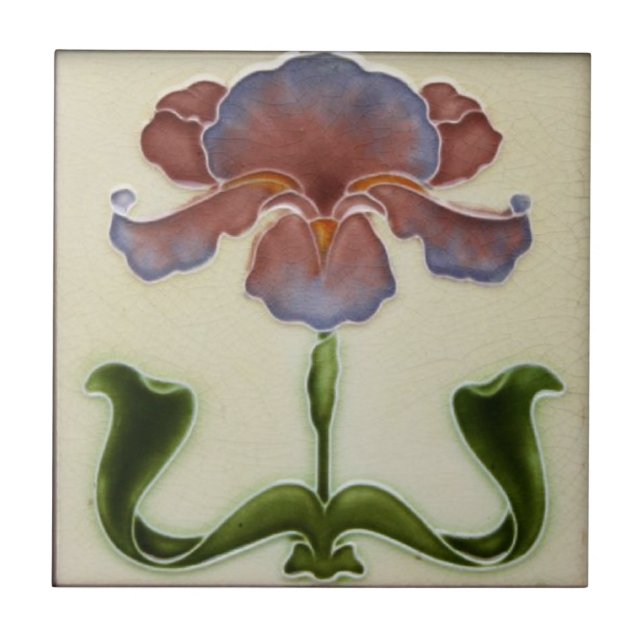 Art Nouveau Ceramic Tile - Lilac Flower (Front)