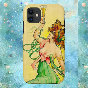 Art nouveau champagne woman iPhone 11 case