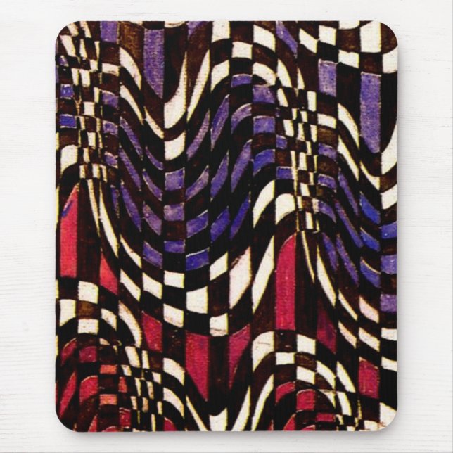 Art Nouveau Chequered Wave Pattern - Mousepad (Front)