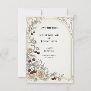 Art Nouveau Cherry and Rose Save The Date