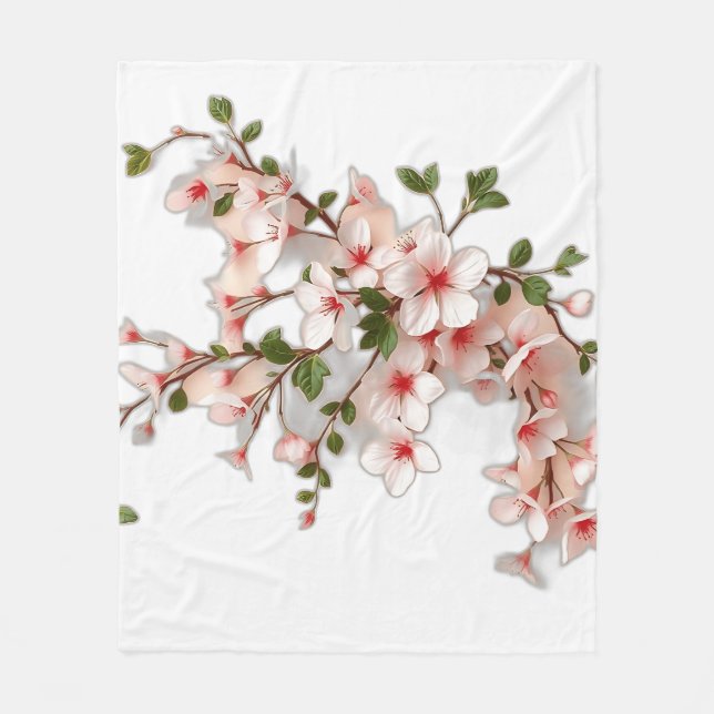 Art Nouveau Cherry Blossoms with Ivy Fleece Blanket (Front)