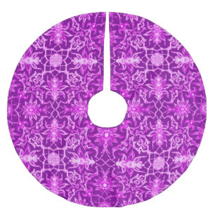Art Nouveau Chinese Pattern - Amethyst Purple Brushed Polyester Tree Skirt