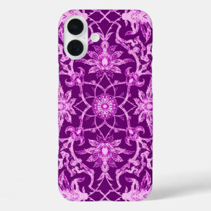 Art Nouveau Chinese Pattern - Amethyst Purple iPhone 16 Plus Case