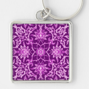 Art Nouveau Chinese Pattern - Amethyst Purple Key Ring