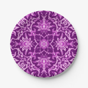 Art Nouveau Chinese Pattern - Amethyst Purple Paper Plate