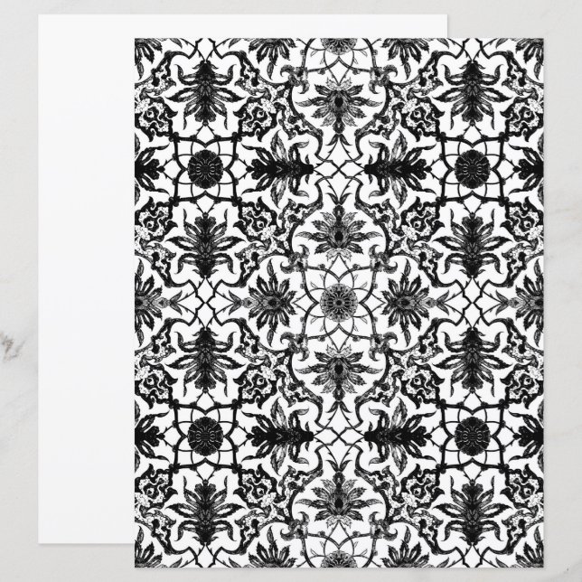 Art Nouveau Chinese Pattern, Black and White (Front/Back)