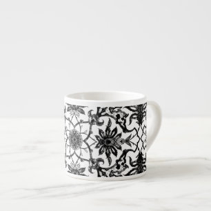 Art Nouveau Chinese Pattern - Black and White Espresso Cup