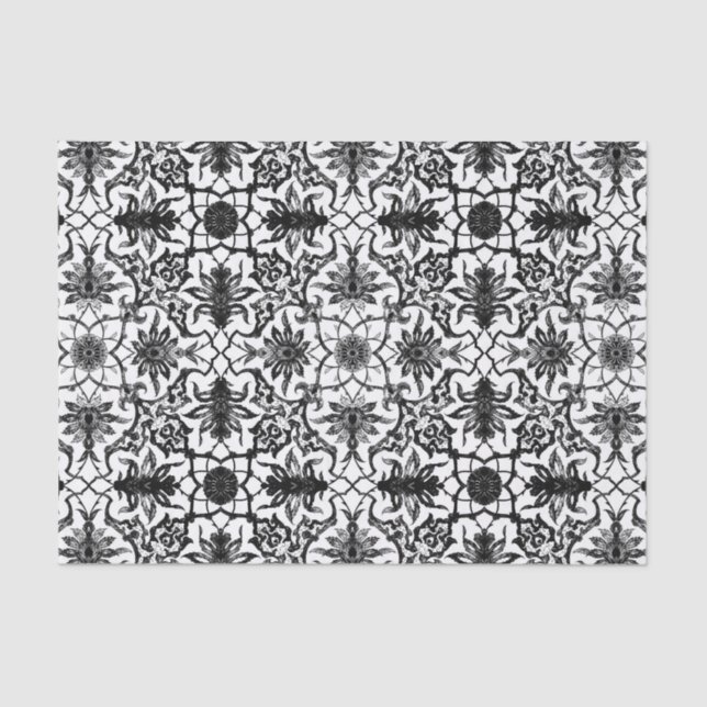 Art Nouveau Chinese Pattern - Black and White Tissue Paper (Front)
