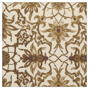 Art Nouveau Chinese Pattern - Brown and Beige Fabric