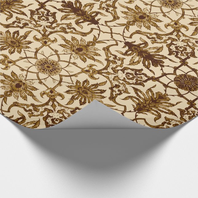 Art Nouveau Chinese Pattern - Brown and Beige Wrapping Paper (Corner)