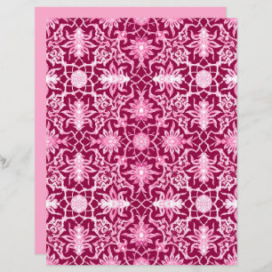 Art Nouveau Chinese Pattern Burgundy and Pink 