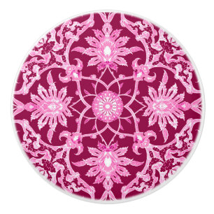 Art Nouveau Chinese Pattern - Burgundy Wine Ceramic Knob