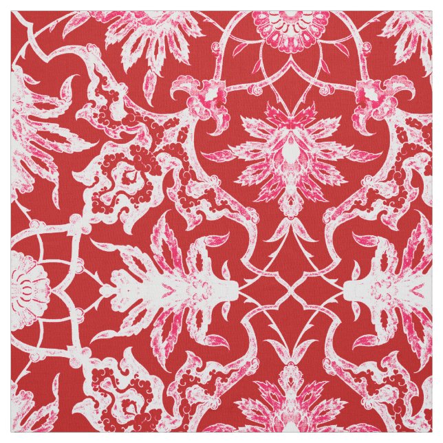 Art Nouveau Chinese Pattern - Deep Red Fabric (Swatch)