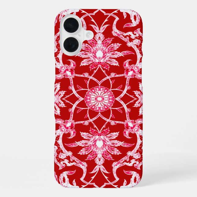 Art Nouveau Chinese Pattern - Deep Red iPhone Case (Back)