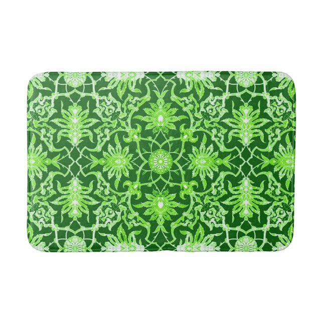 Art Nouveau Chinese Pattern - Emerald Green Bath Mat (Front)