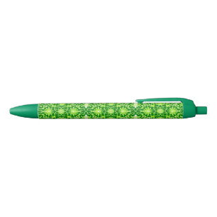 Art Nouveau Chinese Pattern - Emerald Green Black Ink Pen