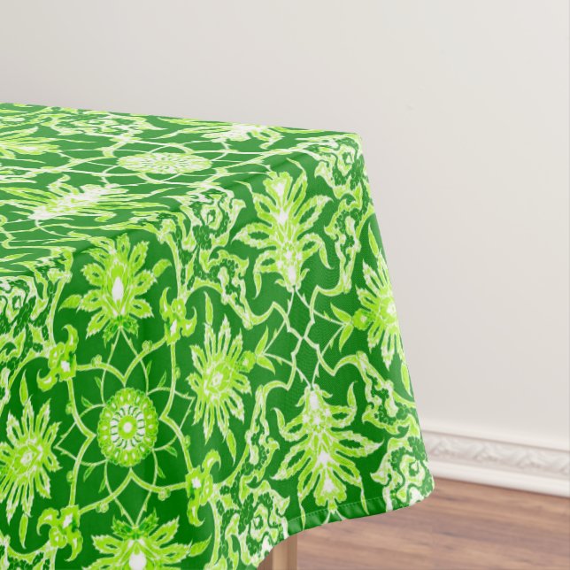 Art Nouveau Chinese Pattern - Emerald Green Tablecloth (In Situ)