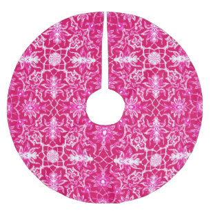 Art Nouveau Chinese Pattern - Fuchsia Pink Brushed Polyester Tree Skirt