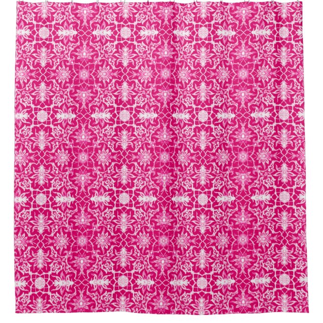 Art Nouveau Chinese Pattern - Fuschia Pink Shower Curtain (Front)