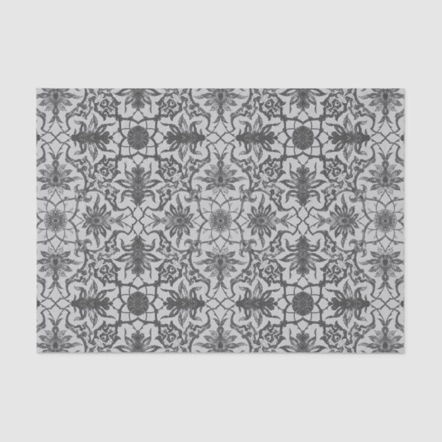 Art Nouveau Chinese Pattern - Silver Grey Tissue Paper (Front)
