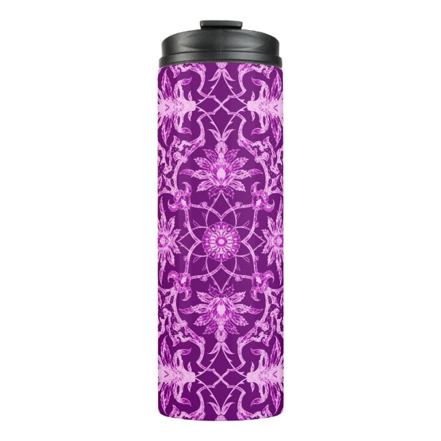 Art Nouveau Chinese Tile, Amethyst Purple  Thermal Tumbler (Front)
