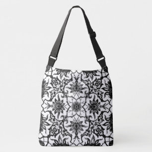 Art Nouveau Chinese Tile - Black and White Crossbody Bag