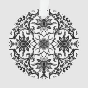 Art Nouveau Chinese Tile - Black and White Ornament