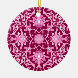 Art Nouveau Chinese Tile - Burgundy Wine Ceramic Tree Decoration