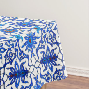Art Nouveau Chinese Tile - Cobalt Blue & White Tablecloth