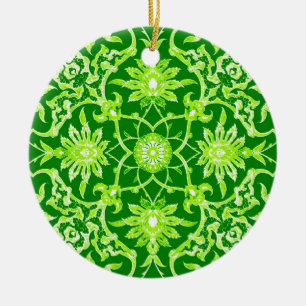 Art Nouveau Chinese Tile - Emerald Green Ceramic Tree Decoration