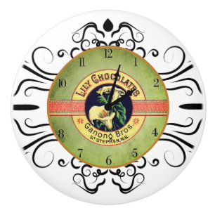 Art nouveau chocolate clock advertisement  ceramic knob