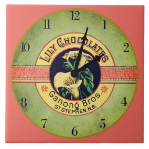 Art nouveau chocolate clock ceramic tile