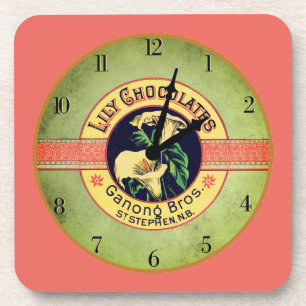 Art nouveau chocolate clock coaster