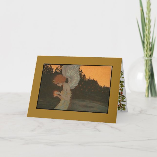 Art Nouveau Christmas Angel Holiday Card (Front)